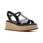 Clarks Kimmei Twist Leather Sandal, 7, Black